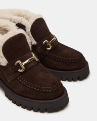 LEON FAUX FUR CHOCOLATE BROWN SUEDE