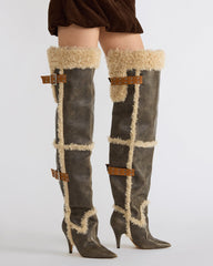BADDIE FAUX FUR BROWN DISTRESSED
